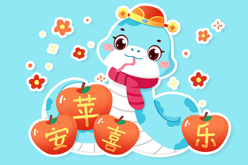 2025蛇年新年春节可爱卡通ip形象海报插画图案PSD设计PS素材模版