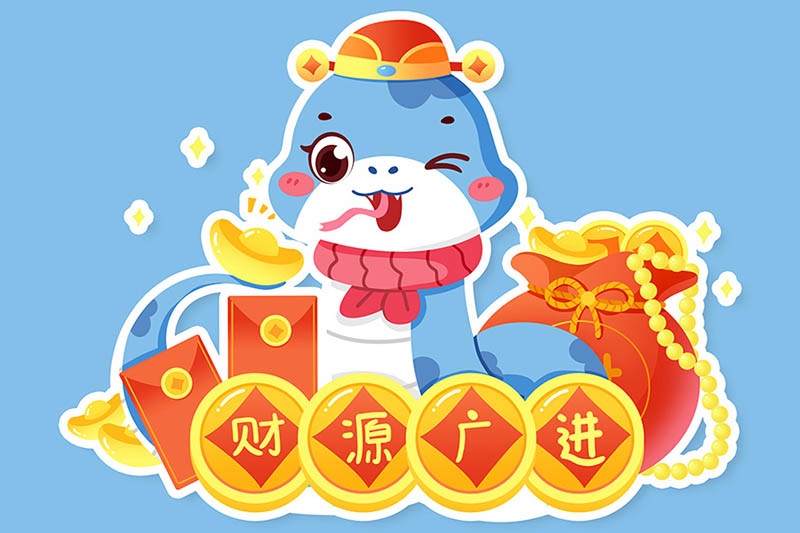 2025蛇年新年春节可爱卡通ip形象海报插画图案PSD设计PS素材模版