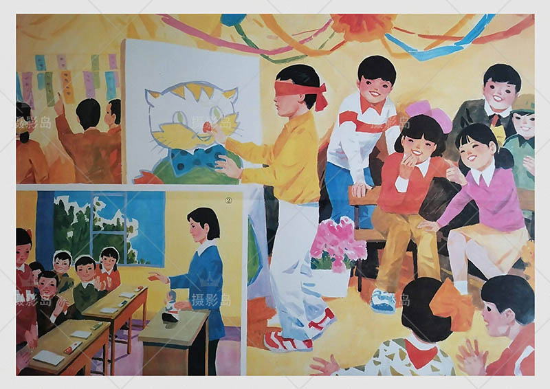 90年代复古学校招贴画校园生活活动墙壁画图片
