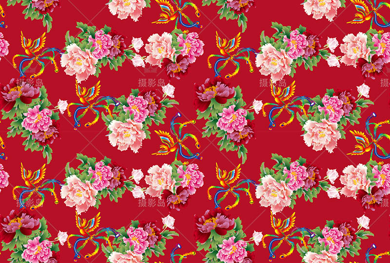 80年代床单窗帘桌布花朵老花布底纹背景布料ai、jpg大图、传统花免扣图片